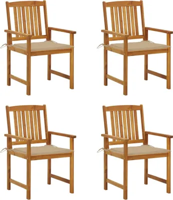 Image de Chaises de jardin avec coussins lot de 4 Bois d'acacia massif