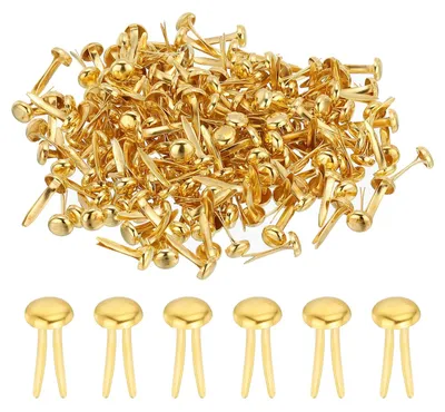 Produktbild von Musterbeutelklammern - 200 Stück - Rundkopfklammern für Bastelarbeiten und Papierprojekte - 6 x 12 mm - Gold