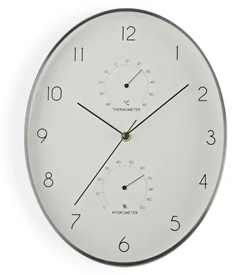 Wanduhr klassisch, 30 cm Ø, silber, leise, analog