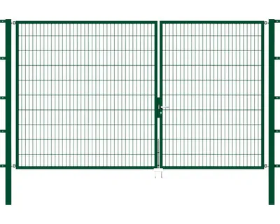 Obrázek produktu pro Dvojitá brána Alberts Flexo s příslušenstvím, k zabetonování, zelená, šířka 350 cm, výška 200 cm