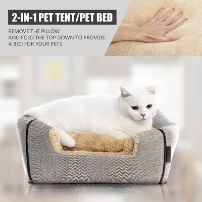 Productafbeelding van Famamú kattenhuis met afneembaar kussen - voor binnenshuis, zelfverwarmend, winddicht