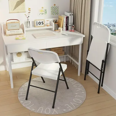 Immagine prodotto di Set di 2 sedie pieghevoli in plastica – struttura in metallo con seduta imbottita – colore bianco