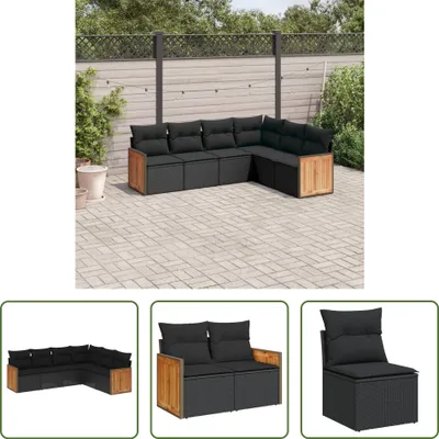 Produktbild von The Living Store 6-tlg. Garten-Sofagarnitur mit Kissen Schwarz Poly Rattan