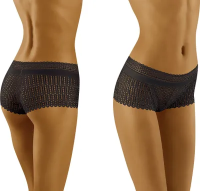 Produktbild von Wolbar Damen Hipsters Unterhose Unterwäsche Ajour-Spitze WB419, Schwarz, XL