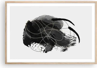 Produktbild von Gerahmtes Poster - Rahmen in heller Eiche - Abstraktion Schwarz Flecken - 91,5x61 cm - Wand Bild - Wanddeko - Wandbilder - Kunstposter - Wandposter - Bilderrahmen - Bilder - Kunstdruck P2NAA91x61-4368