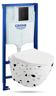 Produktbild von LAVITA WC-Set SOFISTONE GROHE Solido spülrandlos Schwarz rechteckig