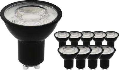 Produktbild von Ledvion - 10er Pack Dimmbare GU10 LED Spots Schwarz, 3W, 2700K, 345 Lumen, SMD LED Chips, Vollglas, Energieeffizient, Ideal für Einbau- & Deckenleuchten