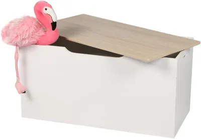 Imagen del producto de Caja de almacenamiento con tapa, de 80x40 cm, color blanco, para juguetes y ropa