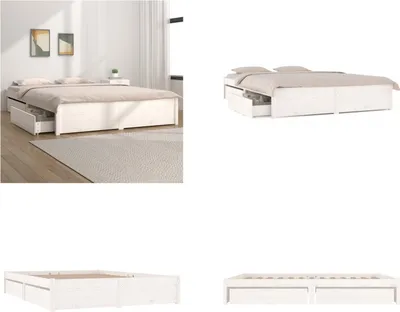 Produktbild von vidaXL Bett mit Schubladen Weiß 120x200 cm - Bettrahmen - Bettgestell - Bett - Schlafzimmermöbel