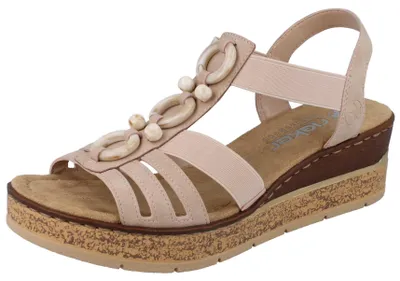 Produktbild von RIEKER Damen Keilsandalette rosa Kunstleder und Textil - Größe: 39
