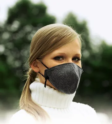 Produktbild von bequeme Kältemaske grau waschbar Kälte Gesichtsmaske 3-lagig Winter Polyester