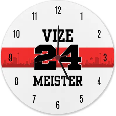 Produktbild von Stuttgart Brustring Wanduhr aus Alu mit Spruch Vizemeister 2024