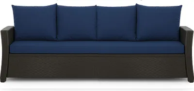 Produktbild von Gartenkissen Set blau – 180x50 + 4x50x56 cm Gartenkissen für ein 2-3-Sitzer-Sofa  Weiche Auflagen für Rattan/Polyrattan – Abnehmbare Bezüge