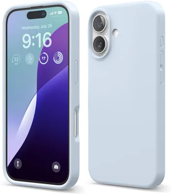 Produktbild von Elago Premium Silikonhülle für iPhone 16 Hellblau