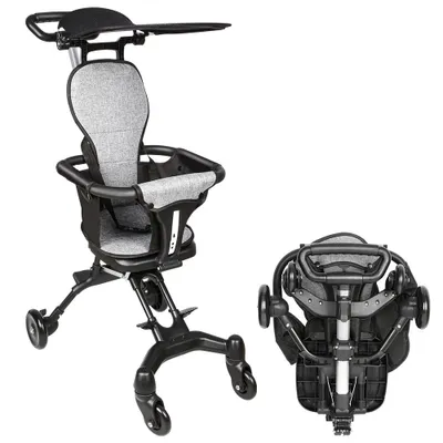 Image de Poussette petite Buggy KinderBuggy pliable léger soleil capote 4 roues noir gris