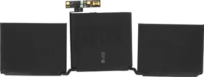 A laptop battery pack with three cells and a small circuit board attached.