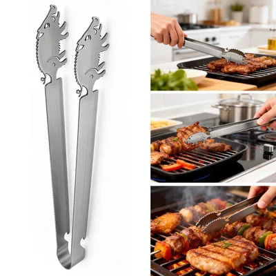 Produktbild von Edelstahl Grillzange für Bratwurst – Praktische Zange für Grillfreunde und Jäger, Spülmaschinenfest – Perfektes Geschenk für Weihnachten