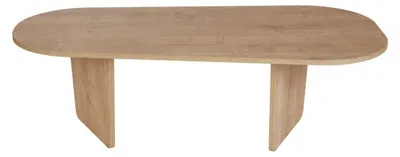 Image de Table basse ovale de salon en bois MDF mélaminé chêne 130 x 65 x 40 cm