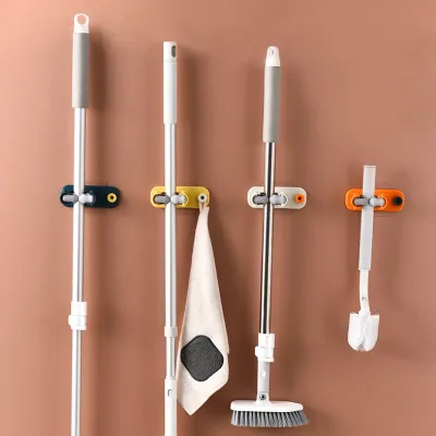 Produktbild von 4 Stück Besenhalter,Besenhalter,Wandbesenhalter Wandlagerregal,selbstklebende Besenwandhalterung,Multifunktions-Besenschrank für Küche,Garten,Garage,Büro