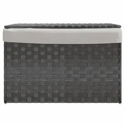 Produktbild von Cloris Designermöbel Wäschekorb mit Deckel Grau 55,5x35x34cm Poly Rattan - 2026Neu381762 - Wäschekörbe