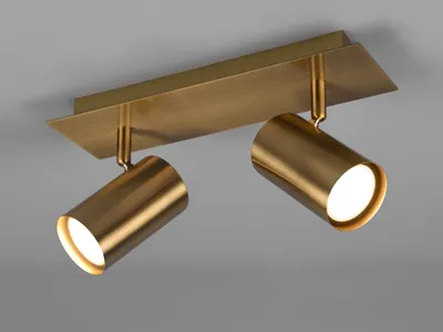 Produktbild von LED Deckenstrahler 2-flammig Spots schwenkbar Altmessing Flurlampe Treppenhaus