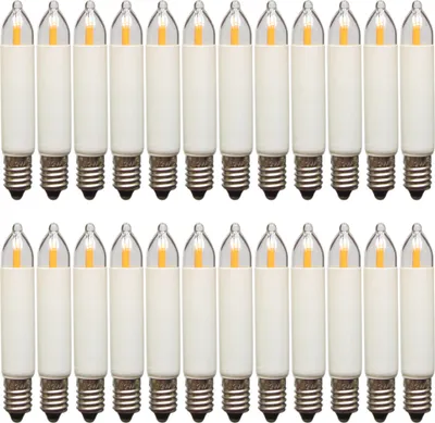 A grid of 24 LED filament candle bulbs arranged in two rows.