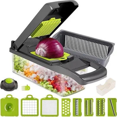 Productafbeelding van Famanu multifunctionele groentesnijder met schilfunctie - mandoline - uienhakker - frietjesnijder