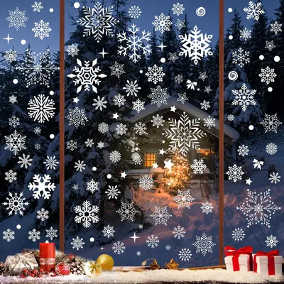 Produktbild von Selbstklebende Fensterbilder für Weihnachten, 254 Stück Weihnachtsdekoration für Fenster