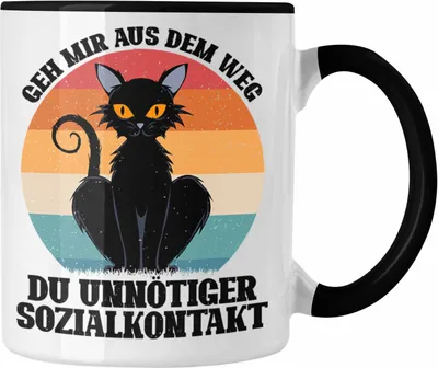 Produktbild von Trendation - Geh Mir Aus Dem Weg Du Unnötiger Sozialkontakt Geschenk Tasse Lustiger Spruch (Schwarz)