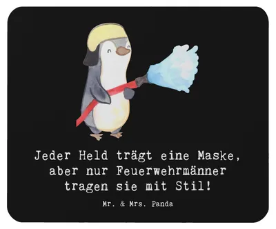 Produktbild von Mr. & Mrs. Panda Mousepad Stilvolle Feuerwehrmann - Schwarz - Geschenk, handgefertigte Geschenke, Berufsleben, Bewunderung, Mouse Pad, Lebensretter, Mauspad, Eleganz