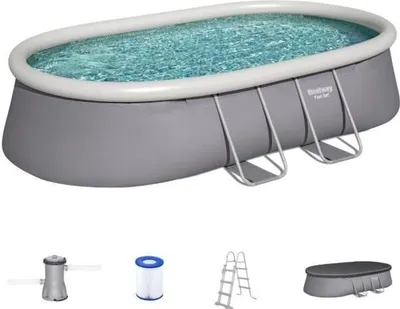 Image de BESTWAY kit piscine autoportante hors sol - kit rapide - 488 x 305 x 107 cm - ovale (avec filtre, échelle, couverture, cartouche)