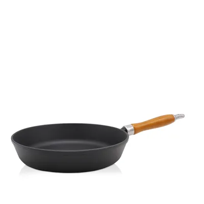 Produktbild von Karl Krüger 60020 Krüger Gusseisenpfanne Rustica mit Holzgriff - emailliert - außen u. innen schwarz matt - 20 cm
