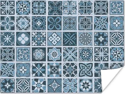 Produktbild von MuchoWow® Poster Blumen - Blau - Muster - Figuren 160x120 cm - Foto Plakat
