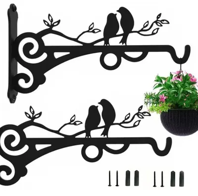 Metall-Pflanzenhänger 20 cm, 2 Stück, schwarz, Wandhalterung