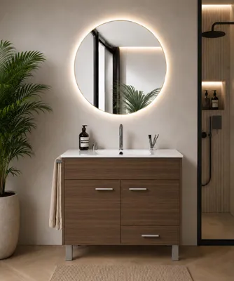 ORIGEN BATH SAMOS Badmöbel mit Waschbecken 90x45 cm, Tea-Esche