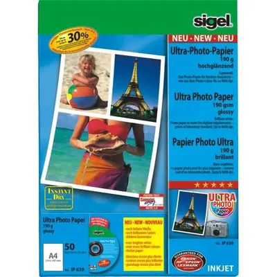 Immagine prodotto di Sigel Ultra IP639 - Glänzend - A4 (210 x 297 mm) - 190 g/m² - 50 Blatt Fotopapier (IP639)