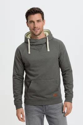 Produktbild von Blend BHSales Herren Kapuzenpullover Hoodie Pullover mit Kapuze Kordelzug Kängurutasche Rippbündchen Label-Details Baumwollmischung Regular fit, KI-generiertes Bild
