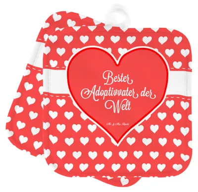 Produktbild von Mr. & Mrs. Panda Topflappen Adoptivvater - Geschenk, Familie, Vater, Bester, Papi, Topflappenset, Kochlappen, Topfuntersetzer, Set, Paps, topfhalter, Daddy
