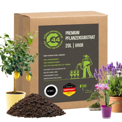 Produktbild von C44 Premium Pflanzensubstrat GROB | Strukturstabil & Drainagestark (12-25 mm) – 20L