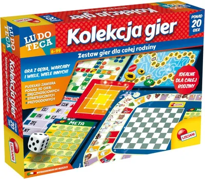 The image shows the packaging of a board game set. The packaging is colorful and displays various game boards and game pieces.