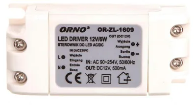 Immagine prodotto di Alimentatore per LED 12VDC 6W IP20 ORNO OR-ZL-1609