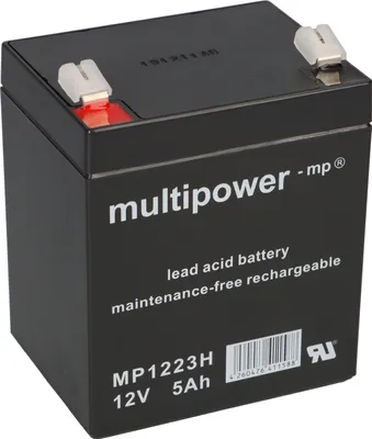 Zdjęcie produktu dla Akumulator kwasowo-ołowiowy Multipower MP1223H PB 12V / 5Ah wysokoprądowy, Faston 6.3