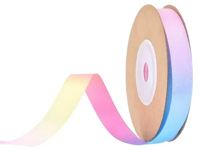 Satijnen lint, 10 mm x 9 m, regenboog, Polyester, 1 Rolle