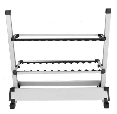 Image de Support pour cannes à pêche, lot de 2 - Support au sol - Pour 24 cannes - Réglable en hauteur - 71,5 x 31 x 70 cm - Blanc