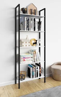 Produktbild von VCM Holz Metall Aufbewahrung Stand Regal Bücherregal Deko Bücher Standregal Flakos 5