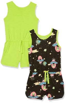 Immagine prodotto di A. Set di 2 body senza maniche da gioco per bambine, in maglia, colore verde neon chiaro