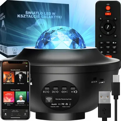 Obrázek produktu pro Led Noční Hvězdný Projektor 21 Efektů, Bluetooth, Časovač A Reproduktor + Dálkové Ovládání