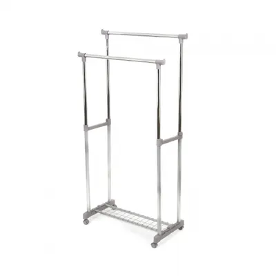 Obrázok produktu pre vešiak na kabáty na kolieskach 44 x 83,5 x 160 cm strieborný