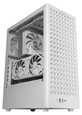 Productafbeelding van Mars Gaming MC-T800 ATX gamingbehuizing, wit, met zijpaneel van gehard glas en 4 ventilatoren