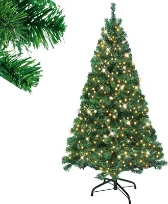 Produktbild von LZQ LED 210CM Künstlicher Weihnachtsbaum Tannenbaum Grün PVC Nadeln Dekobaum für Weihnachten-Dekoration mit Lichterkette